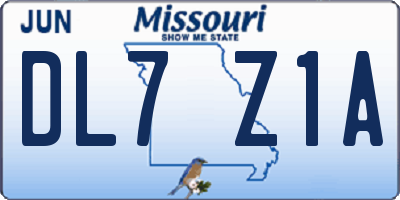 MO license plate DL7Z1A