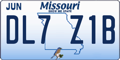 MO license plate DL7Z1B