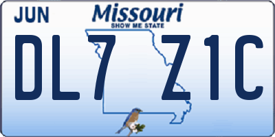 MO license plate DL7Z1C