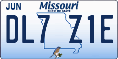 MO license plate DL7Z1E