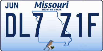 MO license plate DL7Z1F