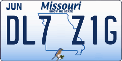 MO license plate DL7Z1G