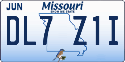 MO license plate DL7Z1I