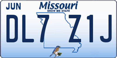 MO license plate DL7Z1J