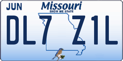 MO license plate DL7Z1L