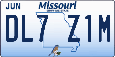 MO license plate DL7Z1M