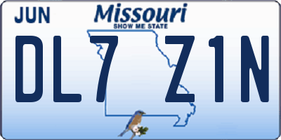 MO license plate DL7Z1N