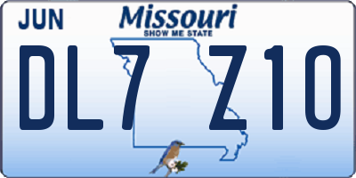MO license plate DL7Z1O