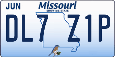 MO license plate DL7Z1P