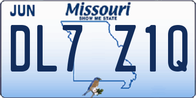 MO license plate DL7Z1Q