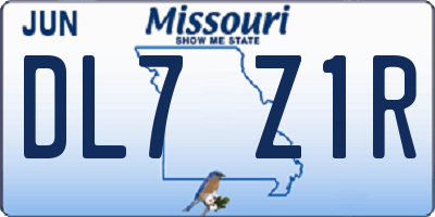 MO license plate DL7Z1R