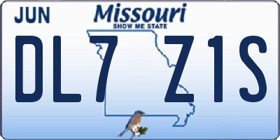 MO license plate DL7Z1S
