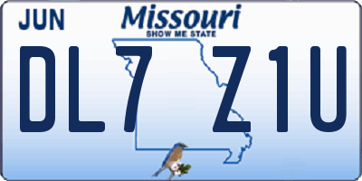 MO license plate DL7Z1U