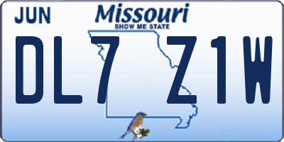 MO license plate DL7Z1W