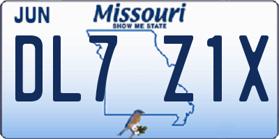 MO license plate DL7Z1X