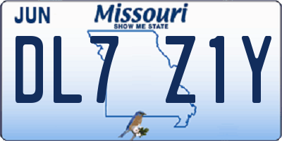 MO license plate DL7Z1Y
