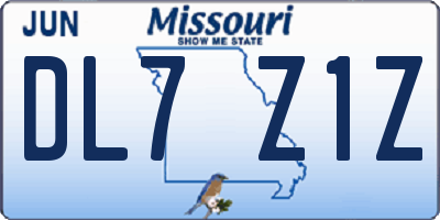 MO license plate DL7Z1Z