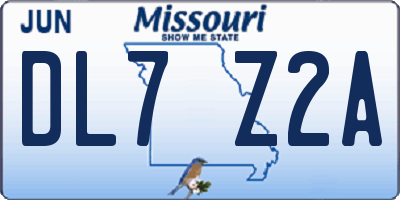 MO license plate DL7Z2A