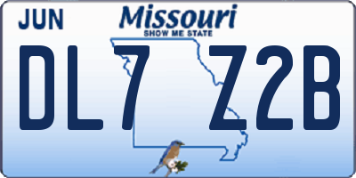 MO license plate DL7Z2B