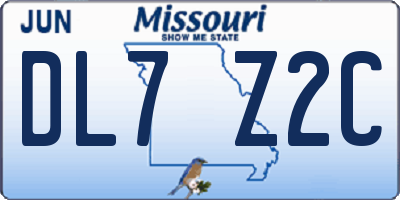MO license plate DL7Z2C