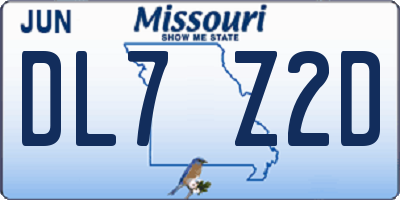 MO license plate DL7Z2D