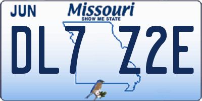 MO license plate DL7Z2E