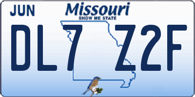 MO license plate DL7Z2F