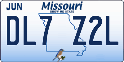 MO license plate DL7Z2L