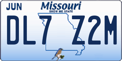 MO license plate DL7Z2M
