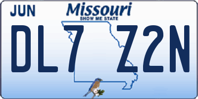 MO license plate DL7Z2N