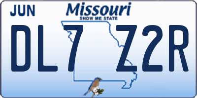 MO license plate DL7Z2R