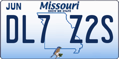 MO license plate DL7Z2S