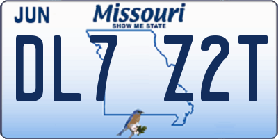 MO license plate DL7Z2T