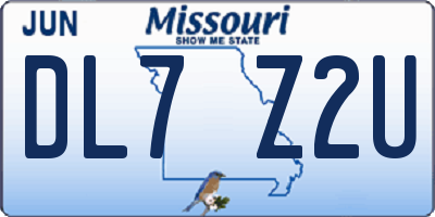 MO license plate DL7Z2U