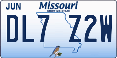 MO license plate DL7Z2W
