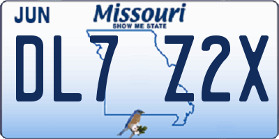 MO license plate DL7Z2X