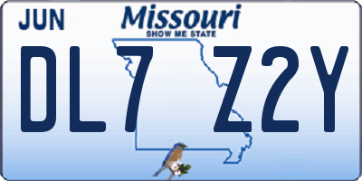 MO license plate DL7Z2Y