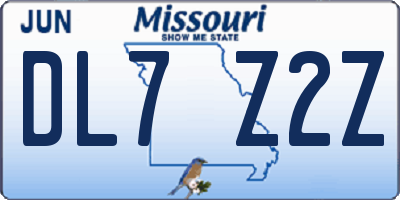 MO license plate DL7Z2Z