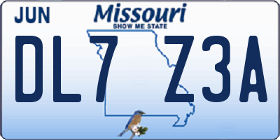 MO license plate DL7Z3A