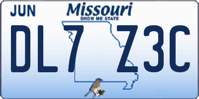 MO license plate DL7Z3C