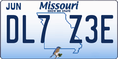MO license plate DL7Z3E