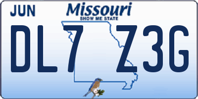 MO license plate DL7Z3G