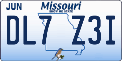 MO license plate DL7Z3I