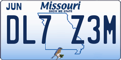 MO license plate DL7Z3M