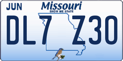 MO license plate DL7Z3O
