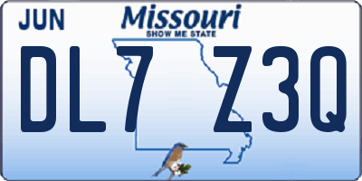 MO license plate DL7Z3Q