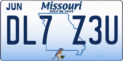 MO license plate DL7Z3U
