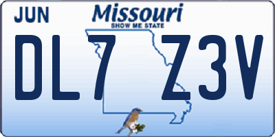 MO license plate DL7Z3V