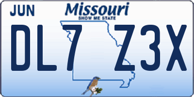 MO license plate DL7Z3X