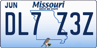 MO license plate DL7Z3Z